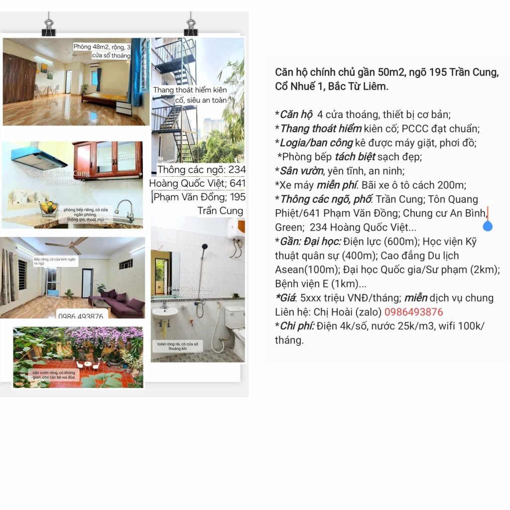 Chung cư mini Trần Cung, Nghĩa Đô: 50m2, full tiện ích, gần ĐH Điện lực, Kỹ thuật Quân sự